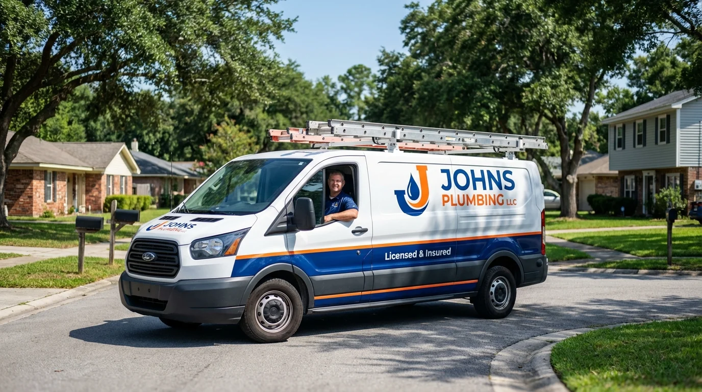 Johns Plumbing LLC service van in New Concord, OH
